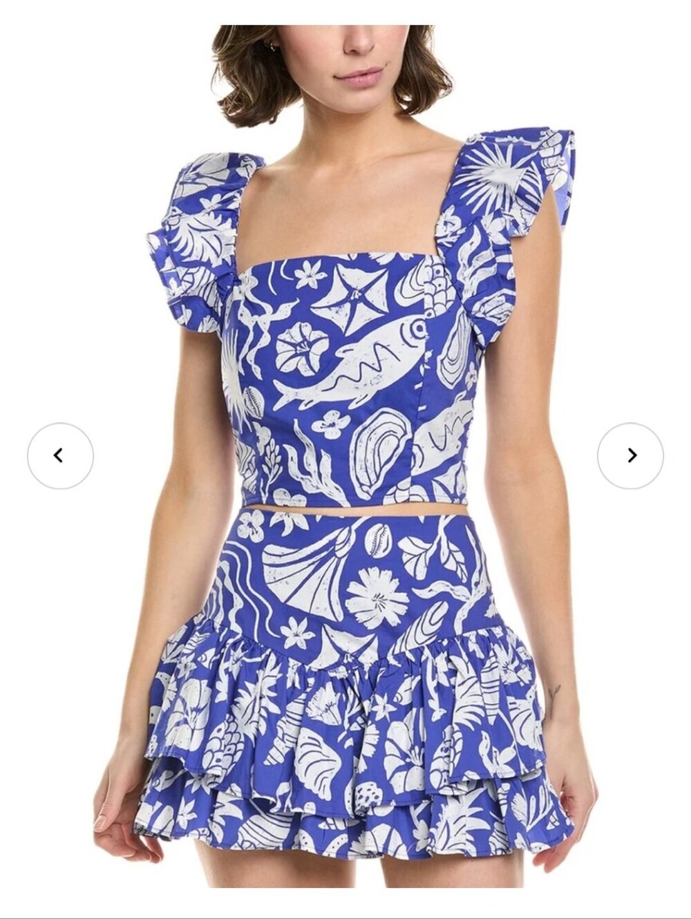 Cake for Dinner 2 piece set Annabelle top and Alden skort Seashells blue sz M